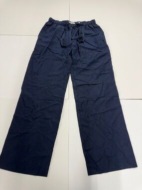 Vince Navy Drawstring Wide-Leg Pants